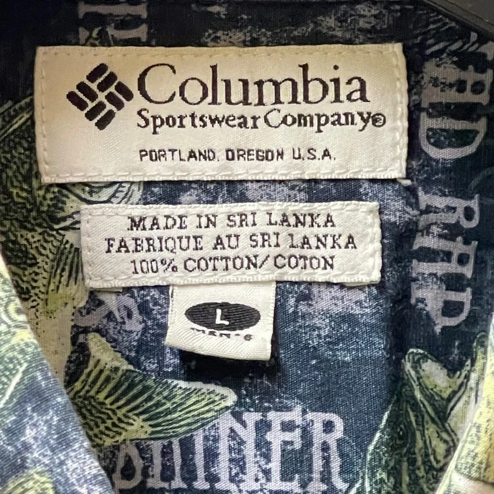 Vintage Columbia Sportswear Shirt Medium Men Button Up Floral All Over Print #74